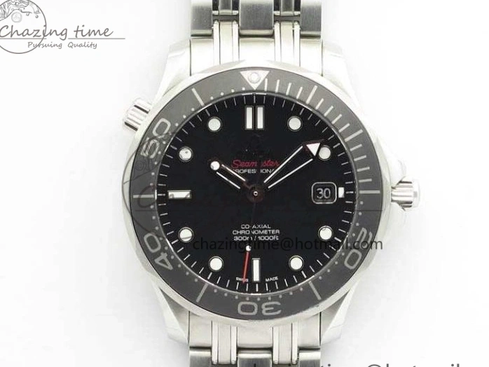 0823 Flexible Seamaster 300M SS OMF 1:1 Best Edition Black Dial Matt Black Ceramic Bezel On SS Bracelet A 8147